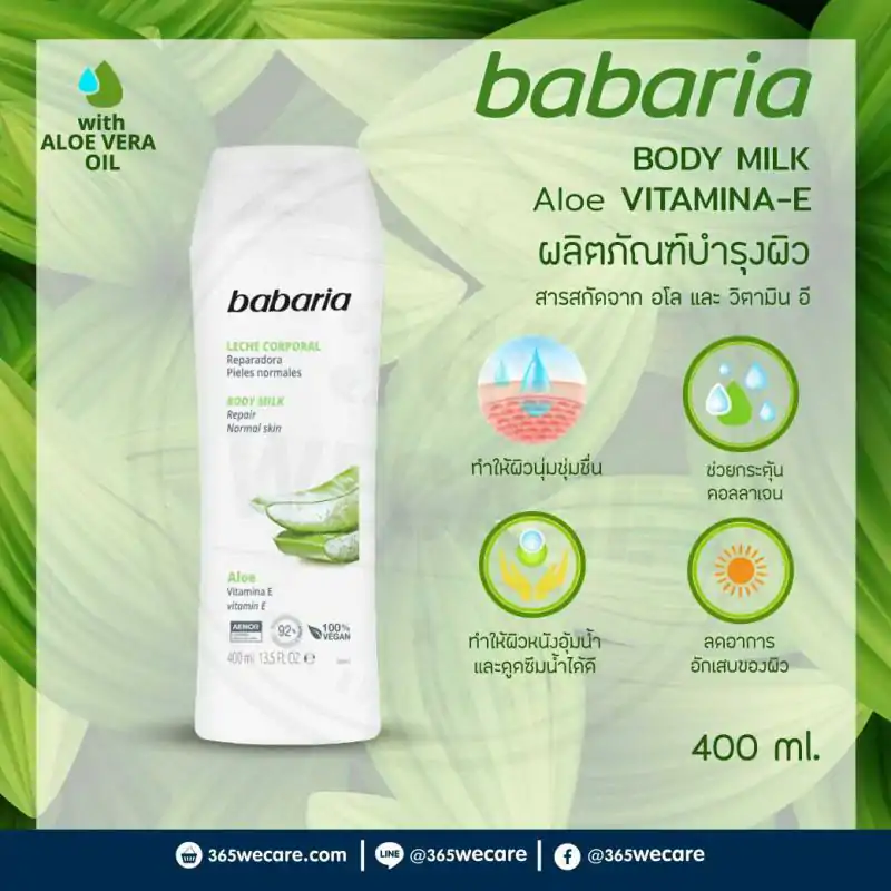 Babaria Body Milk Aloe Vitamin E 500ml.