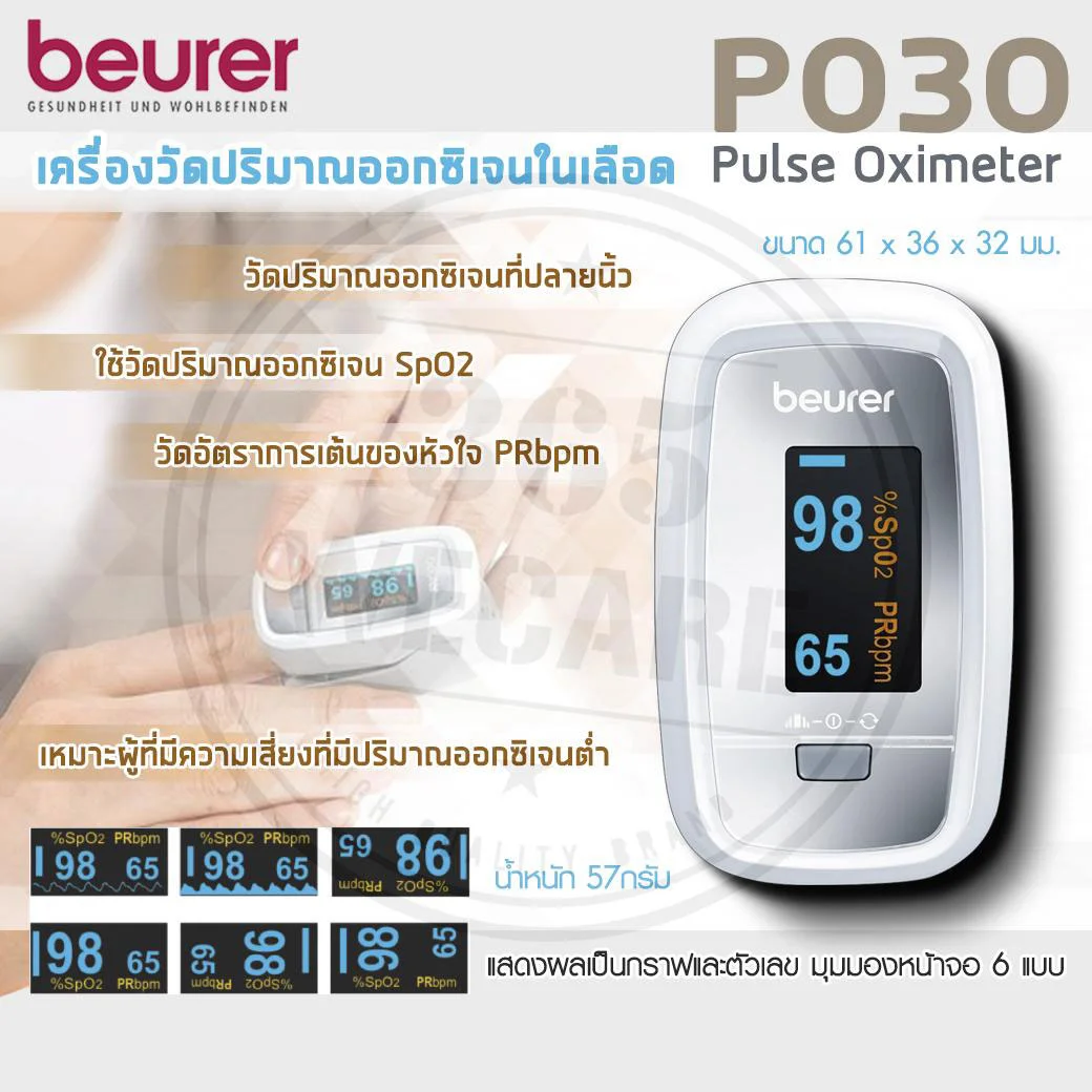 BEURER Pulse Oximeter PO30 เครื่องวัดออกซิเจนปลายนิ้วมือ บอยเร่อร์